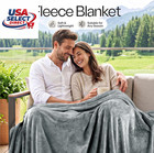 Soft Fleece Blanket Queen Size Cool Grey 90x90 Inch