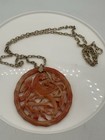 Oriental Symbol Pendant Necklace Chinese Bird Antique Orange Necklace