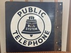 Bell System Porcelain Public Telephone Advertising Sign Blue   White