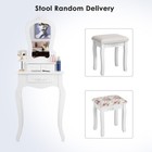 White Vanity Jewelry Makeup Dressing Table Set W stool Drawer Mirror Wood