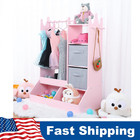 Kids Dress Up Storage With Mirror  Wooden Kids Dress Up Rack For Little Girls