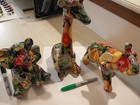 3pc Ceramic Floral Animal Figurines Set     Elephants   Giraffe Decor