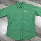 Vintage 70   s Five Brothers John Deere Green Chamois Shirt Usa Made Size Large