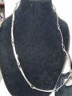 Made In Korea Silver Tone Necklace Vintage Metal Brass Plate 28    Statement 