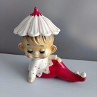 Kitsch Vintage Pixie Elf Flower Girl Twin Ceramic Mcm Anthropomorphic Dot Japan