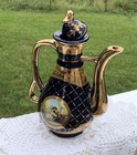Antique French Porcelain Lidded Tea  Pot 19th C  Cobalt Blue