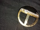 Lot Of 5 Gold Tone Metal Rhinestone Brooch Pins  Clear Stone Black Accent