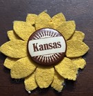 Kansas With Felt Sunflower Petals   Pinback Button  1 25 In Dia 