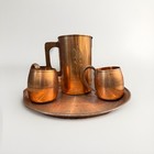 West Bend Solid Copper Beverage Service Set Pitcher 4 Mugs And Tray Vintage