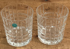 Set Of 2 Tiffany   Co  Clear Plaid Double Old Fashioned Crystal Glasses  Unused