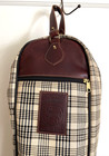 5 a Baker Plaid Riding Boot Bag Brown Leather Trim Zip Pocket 24  Tall