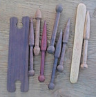 5 Handcrafted  Tapestry Wood Bobbin Weaving  2 Bones Shuttle And A Stick 
