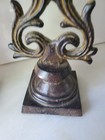 Pair Of Vintage Cast Iron Pillar Candle Holder Ornate Metal  Bronze 16  Tall