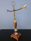Vtg Scales Of Justice Eagle Brass   Wood Mcm Antique Brass Tone Balance 18    Tall