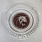 Mgm Grand Hotel Casino Ashtray Las Vegas Lion Head Logo Clear Glass Vintage Mint