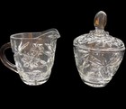 Anchor Hocking Sugar Bowl   Lid Creamer Prescut Star Of David Crystal Tableware