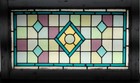 Beautiful Geometric Large Old English Leaded Stained Glass Window 34 x 20 1 4 