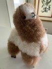 Real Alpaca Fur Plush Stuffed Animal Toy Llama 9    Tan White Ecuador Soft 