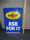 Vintage Antique Original Pennzoil 36  Metal Double Sided Stout Gasoline Oil Sign