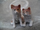 Antique Chow Dog  Pair Figurine 1920 s Stamped And Incised Japan