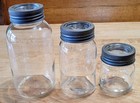 Set Of 3 Vintage  Improved Gem Made In Canda Jars 1 Half Gallon  1 Quart  1 Pint