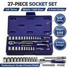 Williams 1 4  Drive Metric   Sae 6-point Socket Set 27-pc Chrome Pro Tool