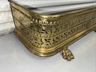 Antique Pierced Brass Fireplace Screen Fender With Rare Lion Paws Feet