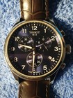 Tissot 1853 Quartz Chronograph Blue Dial Date Brown Leather Strap 100m 42mm