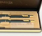 Vintage 84 Parker Classic Matte Black gold Trim Ball Pen   Mechanical Pencil Set