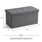 Storage Ottoman 30in Grey Tufted Rectangle Footrest Seat 330lb Capacity