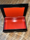 Vintage Russian Hand Painted Black Lacquer Miniature Wooden Hinged Trinket Box