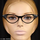 Black 50s Retro Cat-eye Glasses With Rhinestones For Poodle Skirt