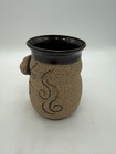 Handmade Vintage Stoneware Funny Face Pottery Coffee Mug Signed Jr 2004
