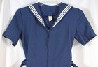 Fabulous Vtg Jumpsuit Jumper Nautical Navy Sailor Suit Polyester Zip Front 9 10