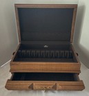 Pacific Silvercloth Solid Oak Wood Storage Case Flatware Chest Box W drawer