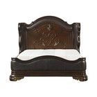 New Cherry Brown King Queen Grand Classic Wingback Bed  W  Optional Nightstand