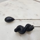 Vintage Black Glass Hatpin Stick Pin Lot 2 Victorian Edwardian Millinery Antique