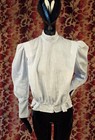 Late Victorian Palest Blue Cotton Blouse W Puff Sleeves