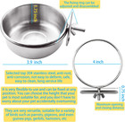 3 Pack Bird Feeding Bowls Cups Parrot Food Water Dishes  Stainless Steel Bird Bo