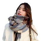 Women s Fashion Plaid Tartan Scarf Fall Winter Tassel Pashmina Scarves Long S   