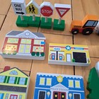 Large Melissa   Doug Town Set Vehicles Set Construction Vehicles Farm Wooden Lot