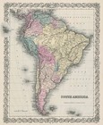 Antique Map  south America   1st Edition  J  H  Colton  1855