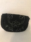 Vintage Black Beaded Change Purse With Round Mirror Inside
