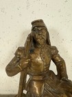 Antique 19thc French Military Zouave Statue Bronze Brass Cast Soldier On Drum