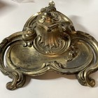 Antique French Art Nouveau Solid Ornate Brass Inkwell From Early 1900   s