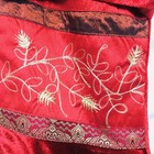 Christmas Stocking Red Velvet And Satiny Embroidered Gold Accents And Tassel