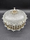 Vintage Italian Glass Crystal Powder Jar Sweet Jar Trinket Box Ornate Lidded