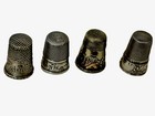 X Rare 8 Assorted Sterling Silver Carved Thimbles C 1930