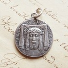 St Veronica   Holy Face Of Jesus Medal - Sterling Silver Antique Replica
