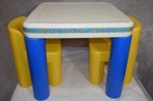 Vintage Little Tikes Tykes 2 Chunky Chairs Kid Child Size Table Set Blue Guc